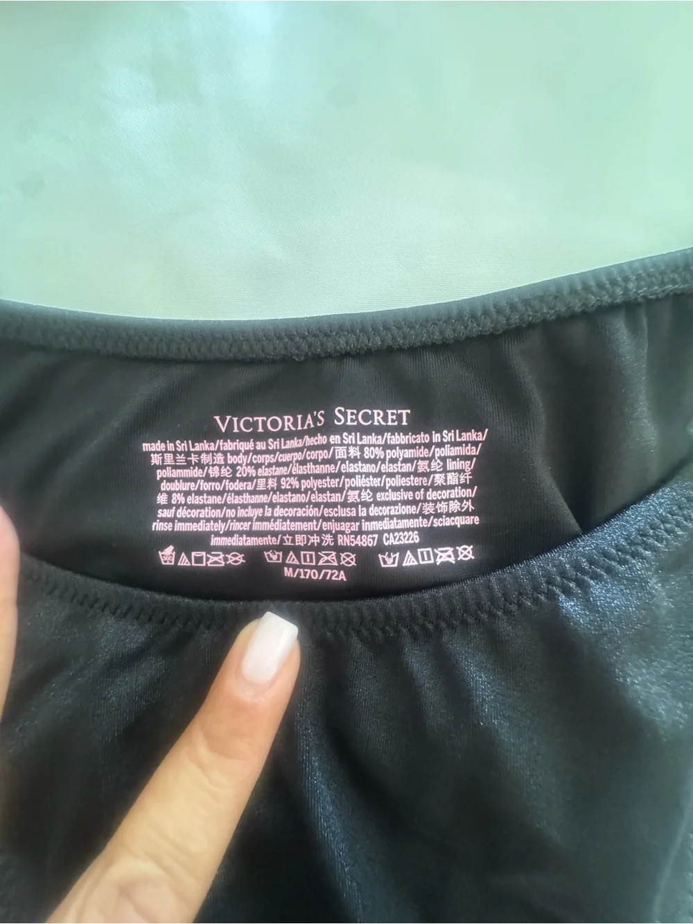 Victoria's Secret Black Rhinestone VS Logo Triangle Bikini